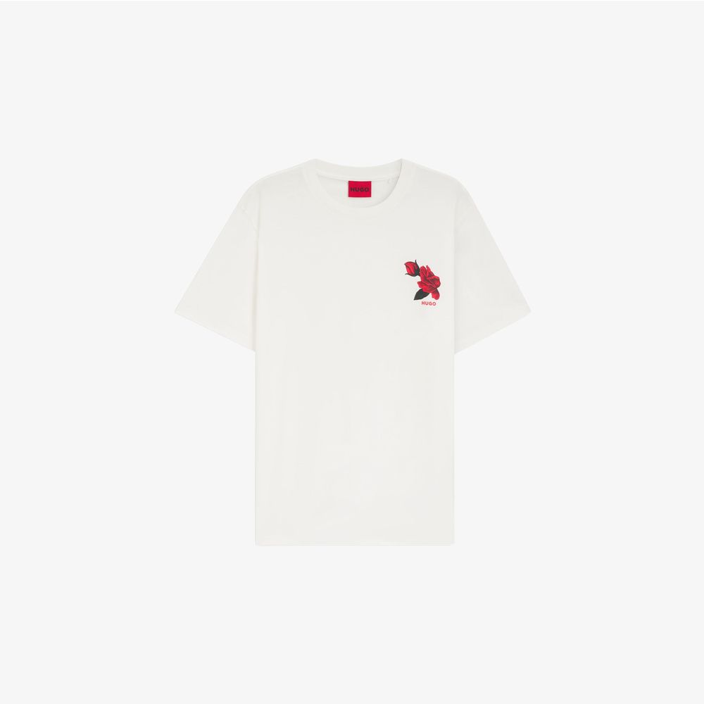 HUGO - Áo thun Cotton-jersey hoạ tiết hoa hồng