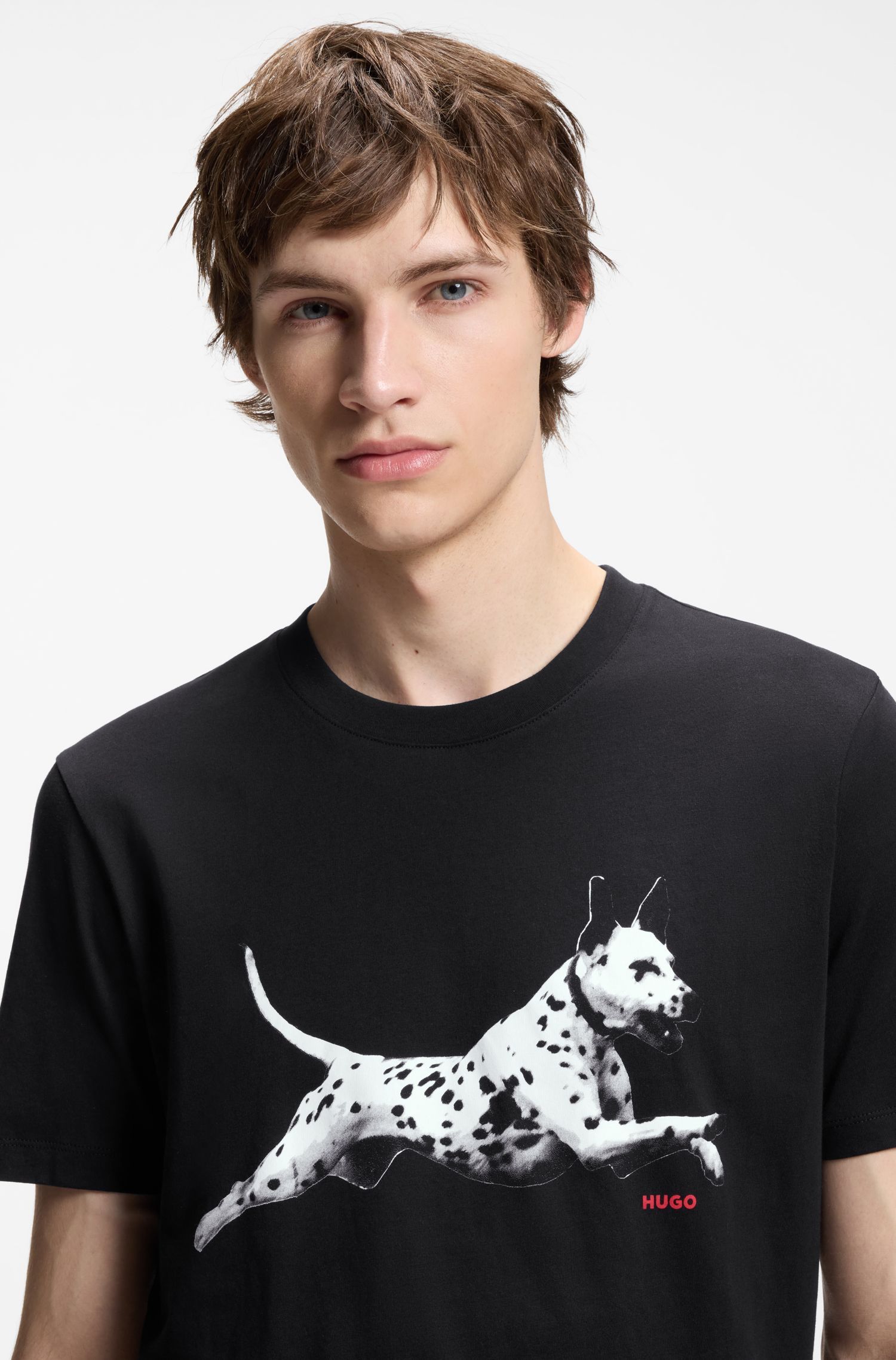 HUGO - Áo thun cotton jersey với hình ảnh động vật.