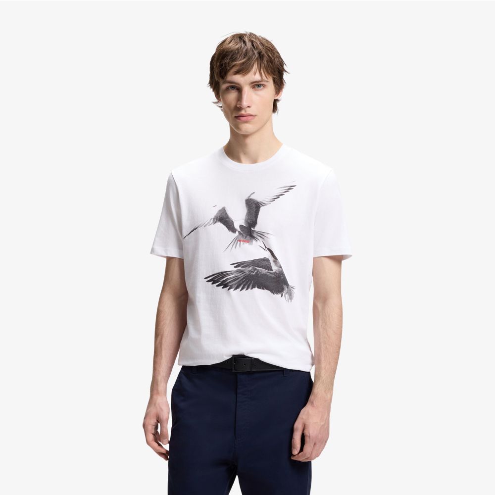 HUGO - Áo thun cotton jersey với hình ảnh động vật.