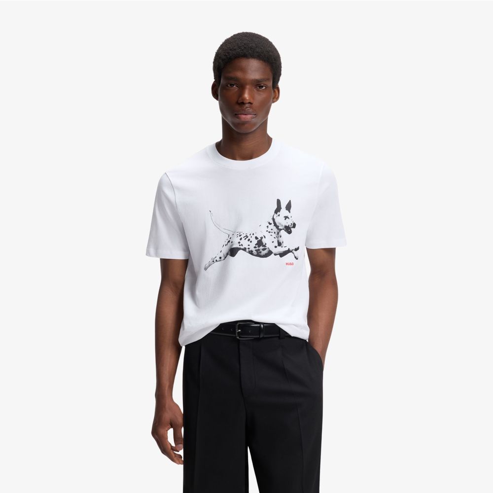 HUGO - Áo thun cotton jersey với hình ảnh động vật.