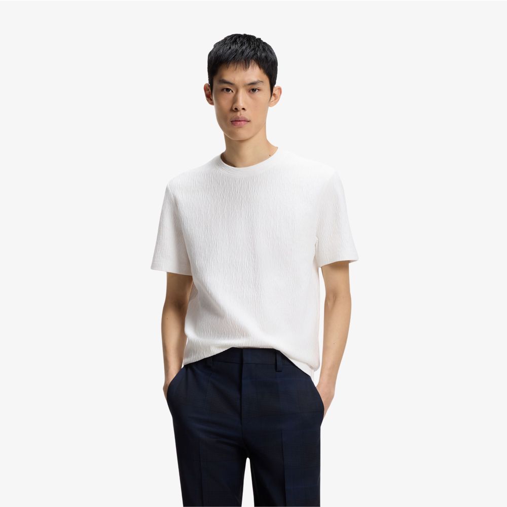 HUGO - Áo thun pha cotton với hiệu ứng nhăn.
