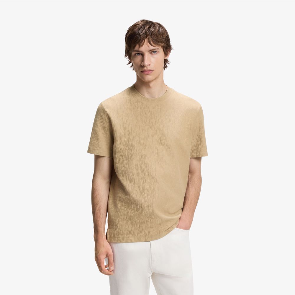 HUGO - Áo thun pha cotton với hiệu ứng nhăn.