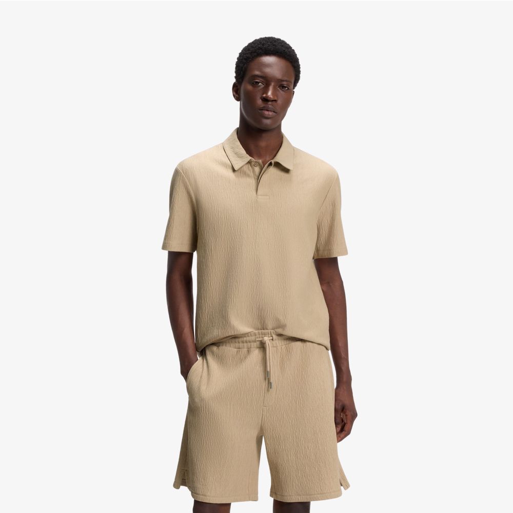 HUGO - Áo polo pha cotton với hiệu ứng nhăn.