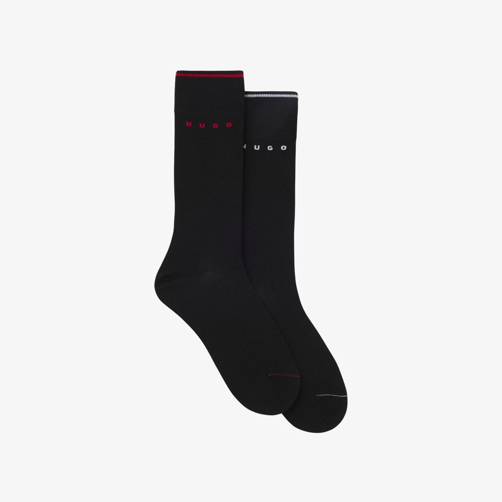 HUGO - Bộ hai đôi tất gân cotton pha