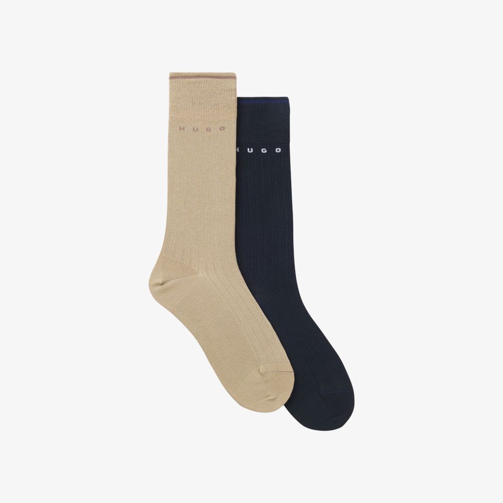 HUGO - Bộ hai đôi tất gân cotton pha