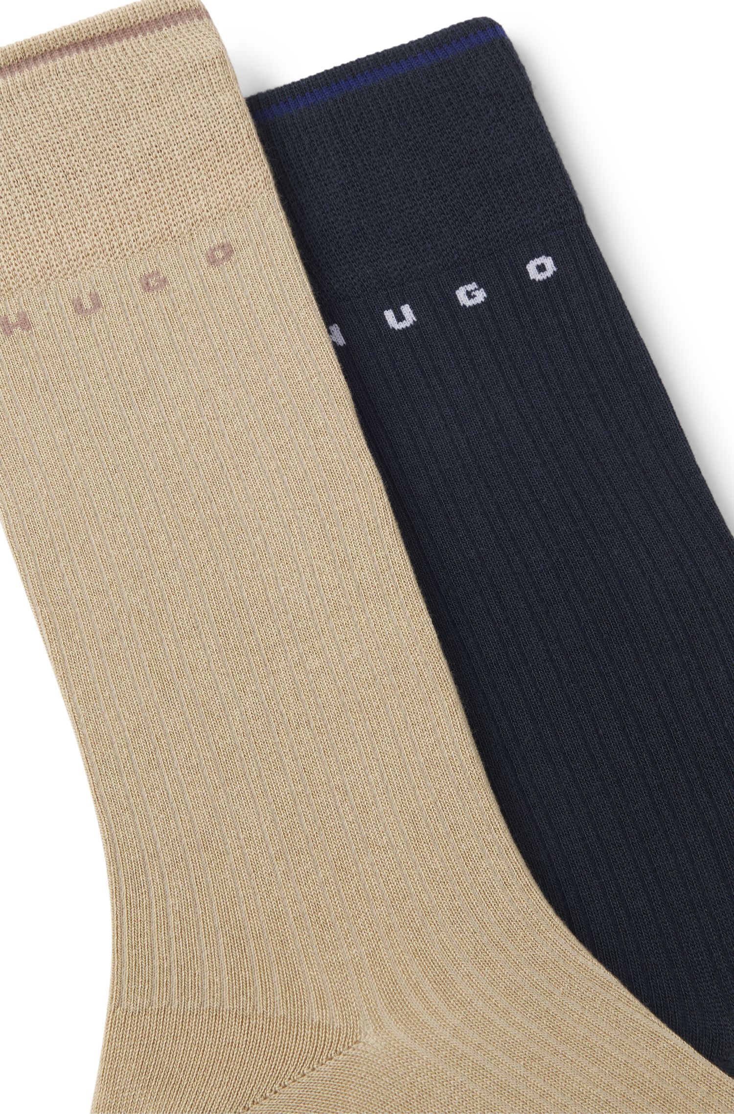 HUGO - Bộ hai đôi tất gân cotton pha