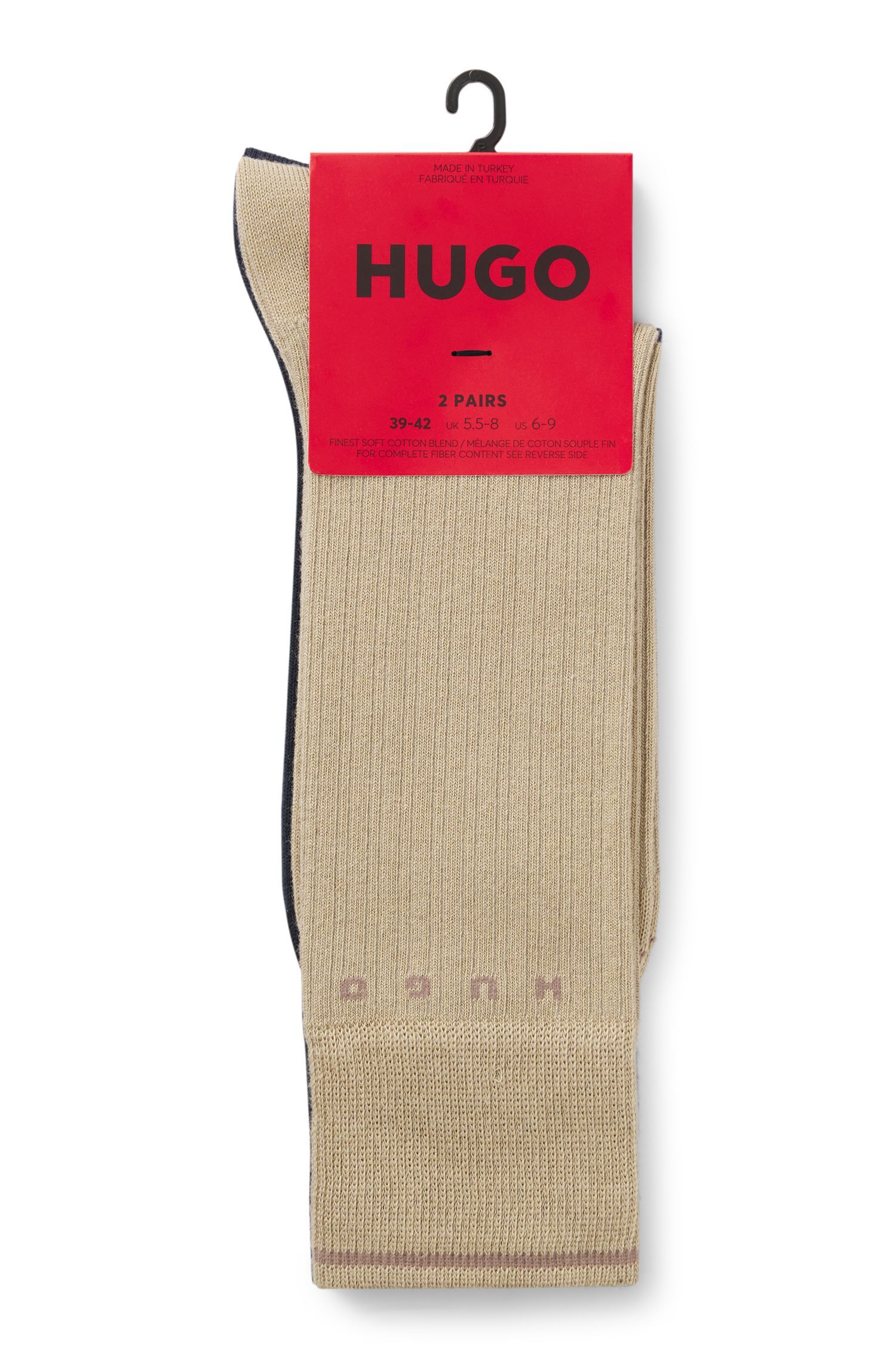 HUGO - Bộ hai đôi tất gân cotton pha