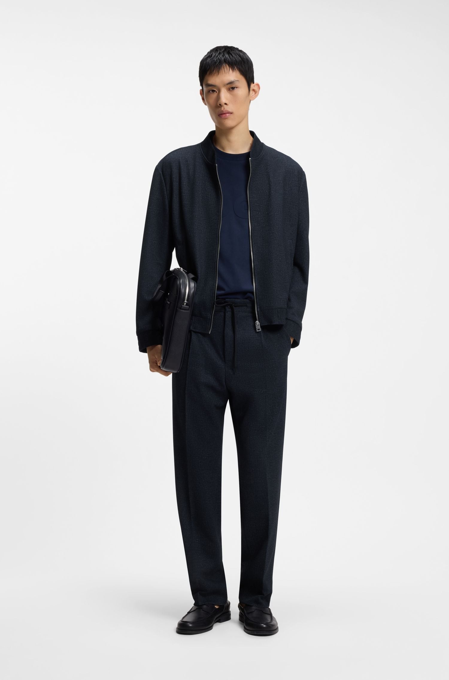 Áo khoác vải co giãn in họa tiết nhỏ slim fit