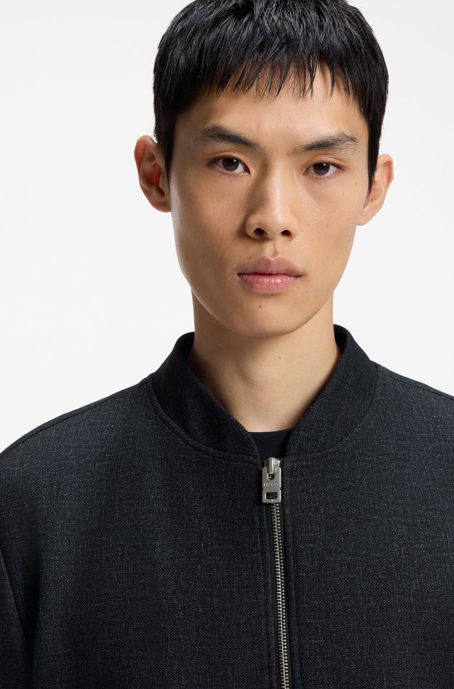 Áo khoác vải co giãn in họa tiết nhỏ slim fit