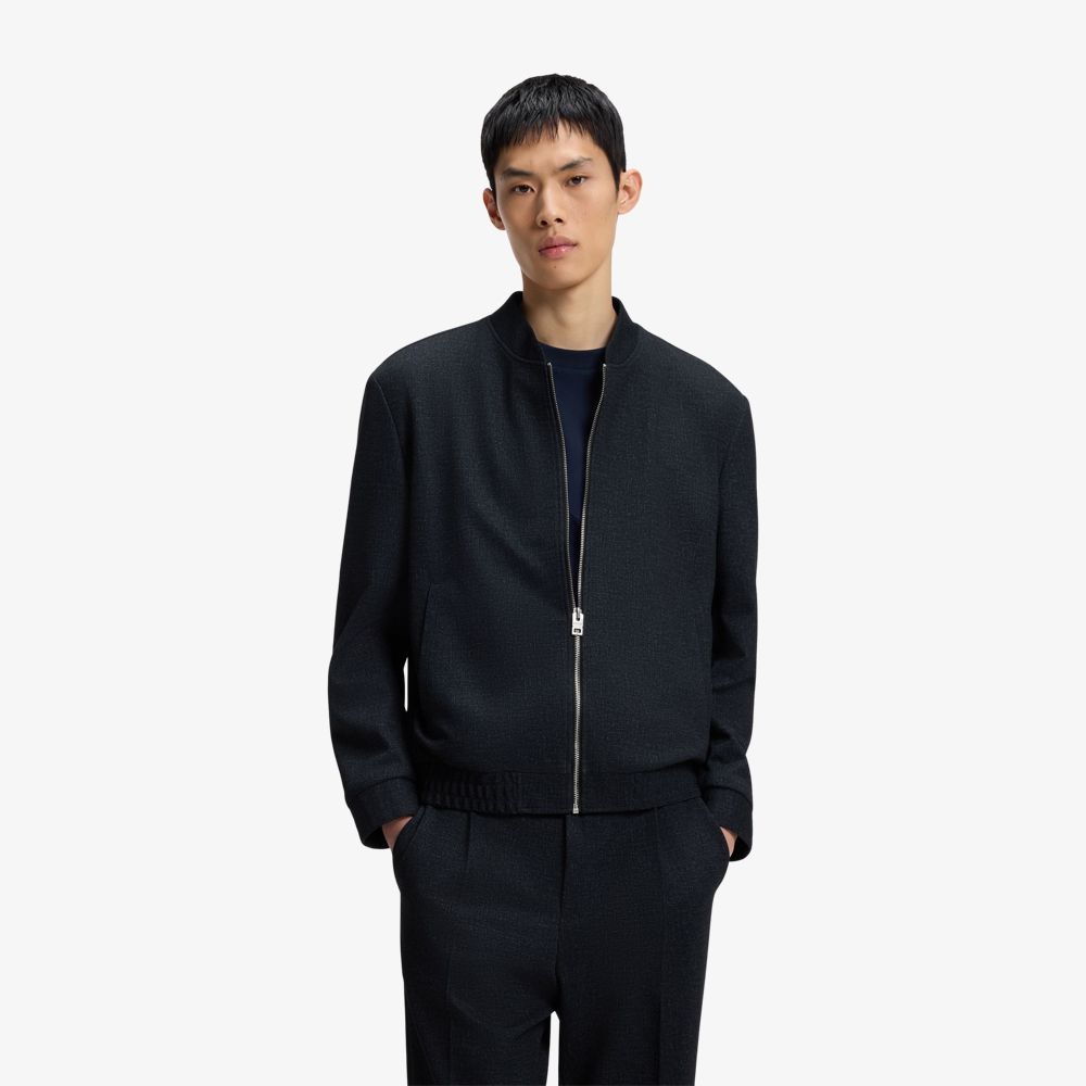 Áo khoác vải co giãn in họa tiết nhỏ slim fit