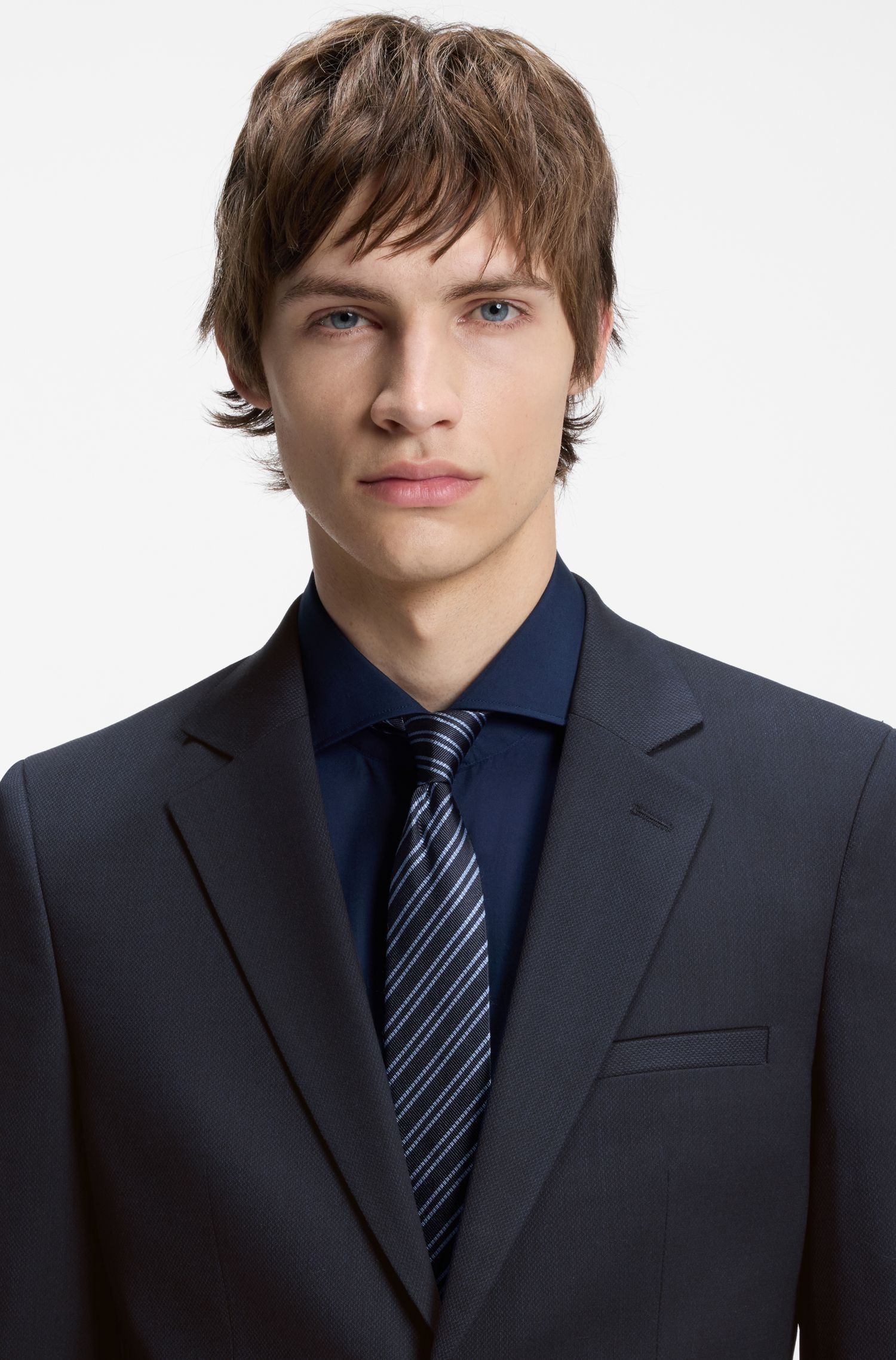 HUGO - Bộ suit hai mảnh extra-slim fit vải họa tiết