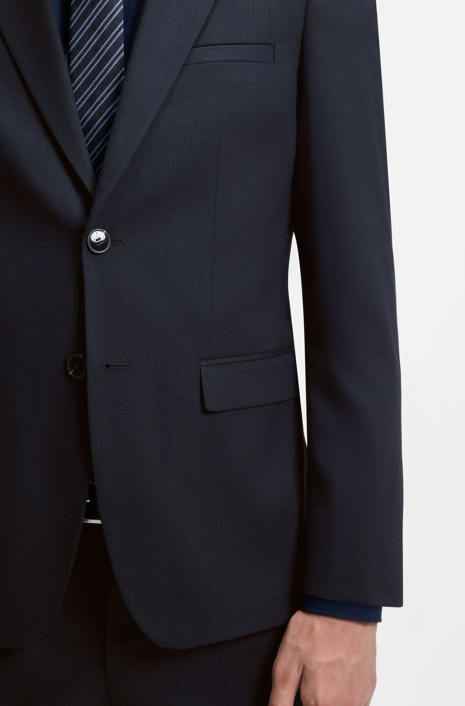 HUGO - Bộ suit hai mảnh extra-slim fit vải họa tiết