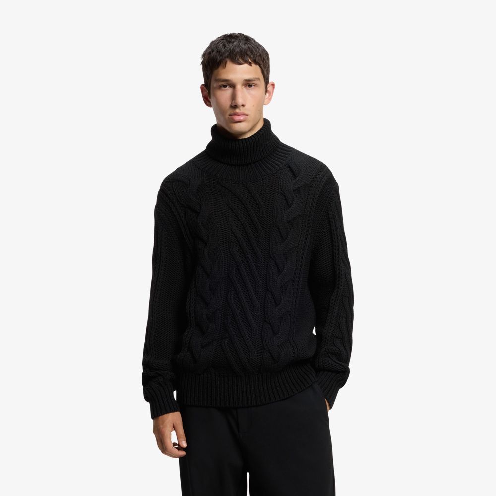 Áo len cổ lọ oversize dệt cáp