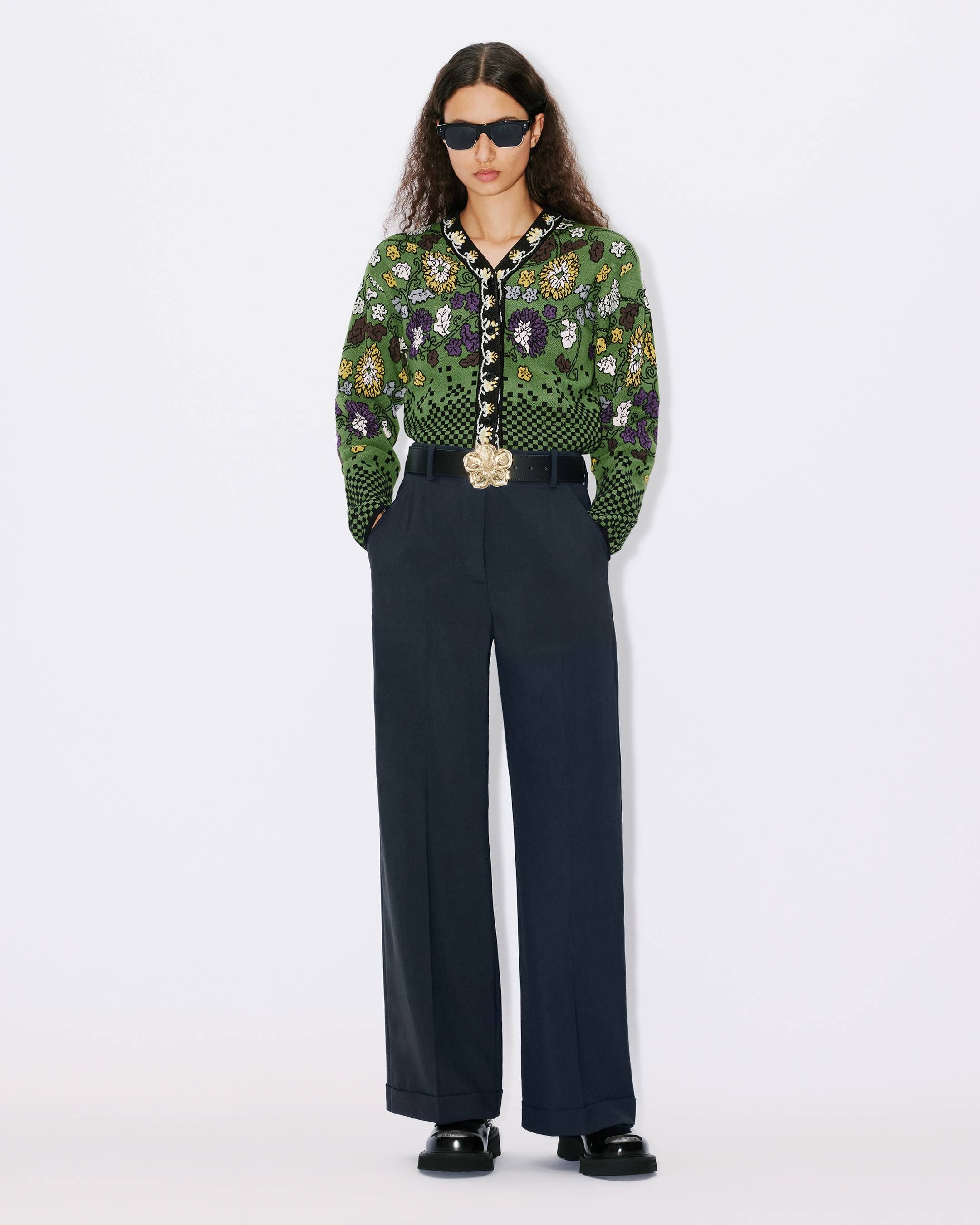 Kenzo - Quần tây ống suông vải len nguyên chất