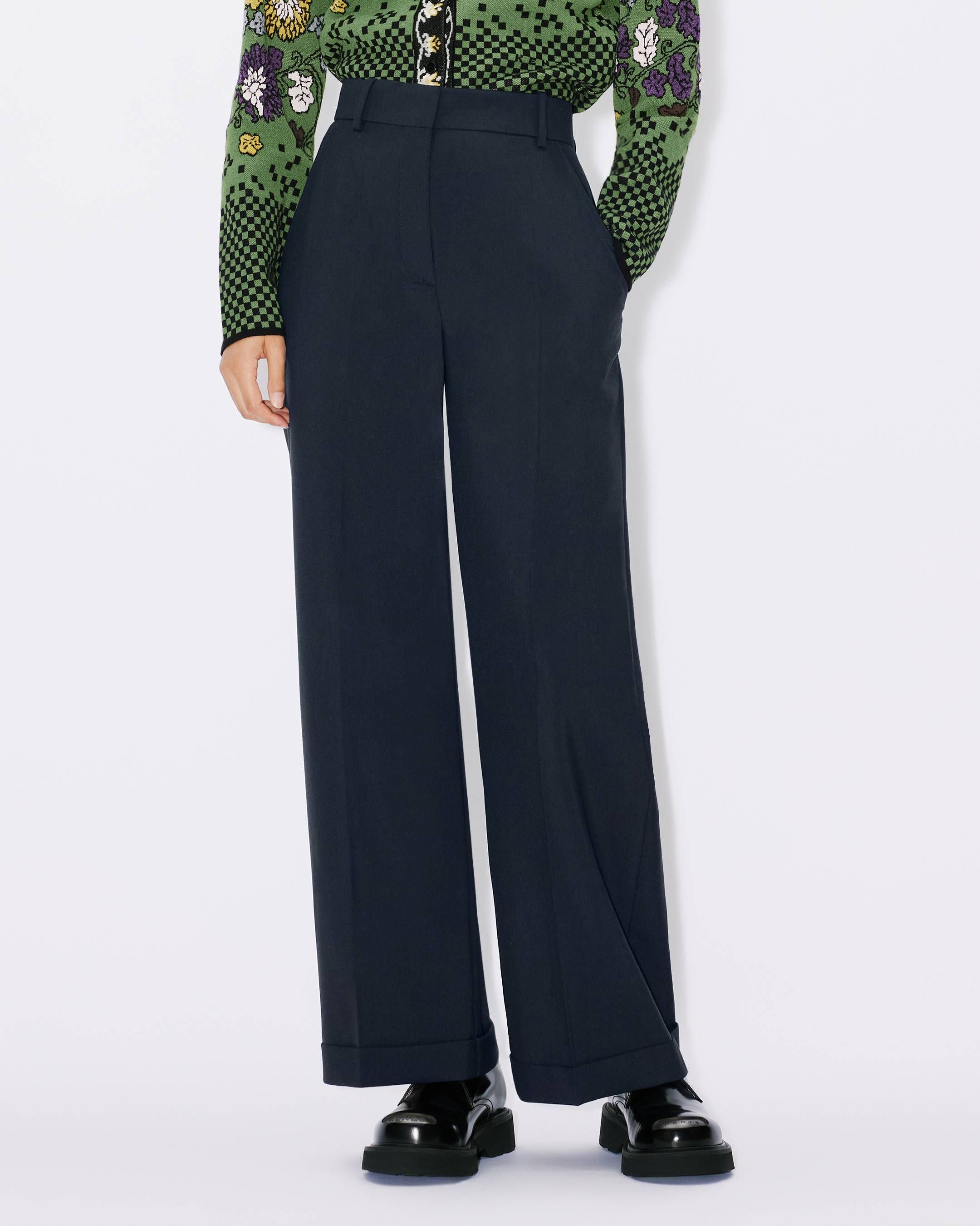 Kenzo - Quần tây ống suông vải len nguyên chất