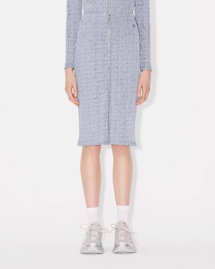 Kenzo - Chân váy midi thun tăm có khóa kéo