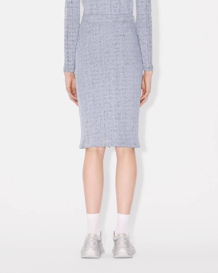Kenzo - Chân váy midi thun tăm có khóa kéo