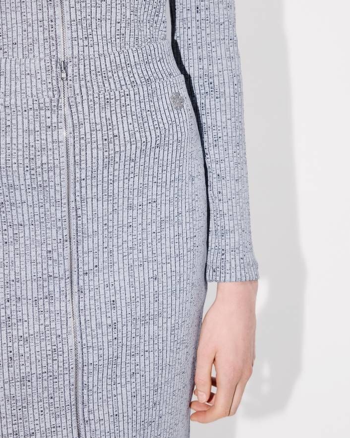 Kenzo - Chân váy midi thun tăm có khóa kéo