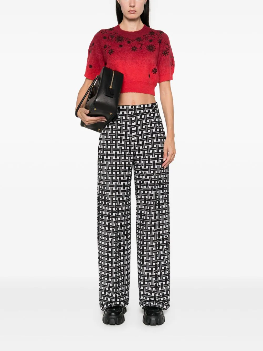 Kenzo - Quần dài KENZO Weave kẻ caro ống suông