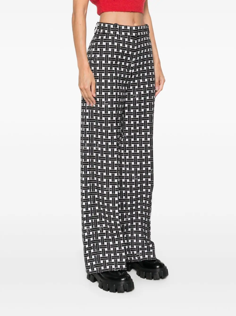 Kenzo - Quần dài KENZO Weave kẻ caro ống suông