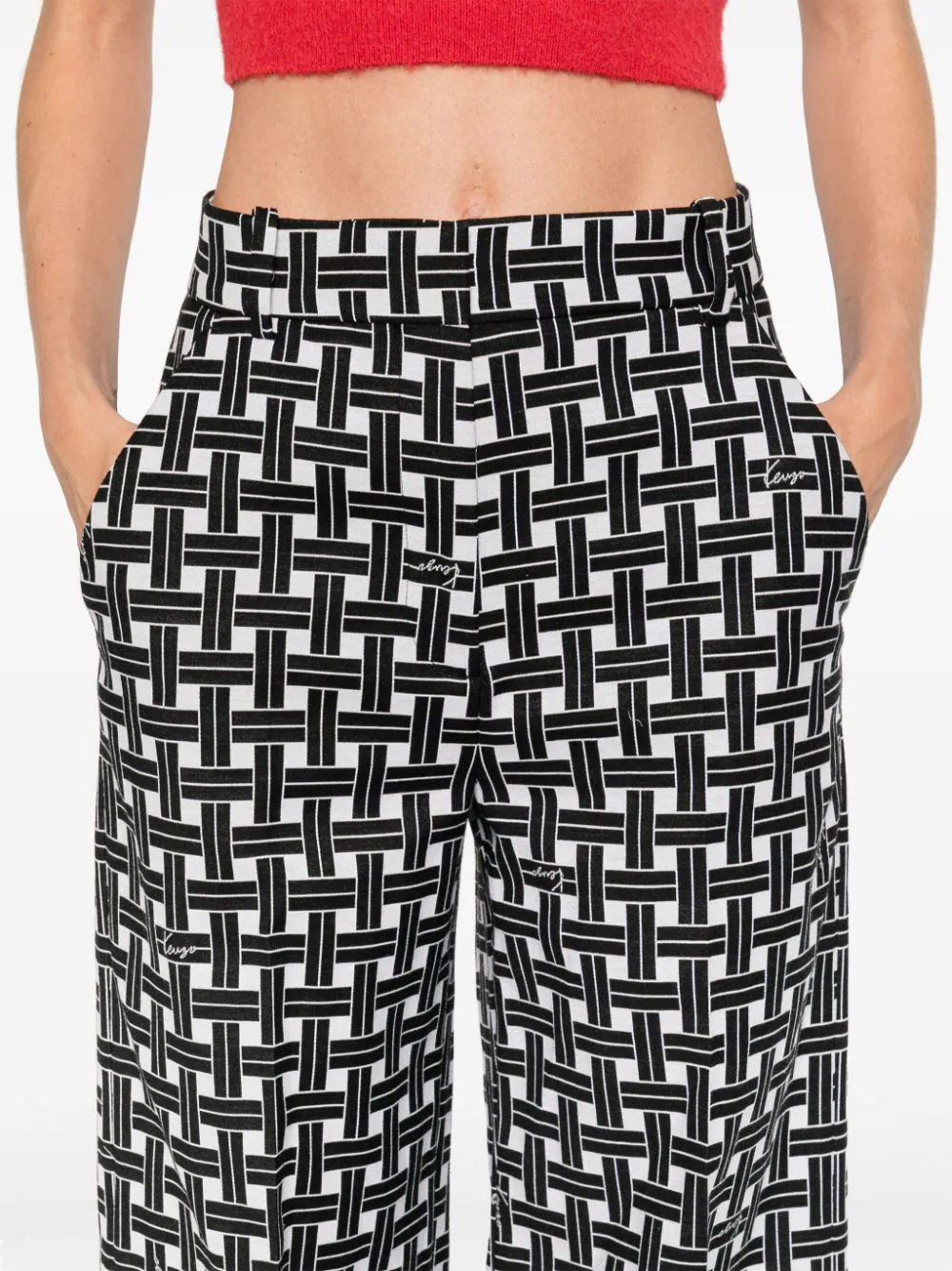 Kenzo - Quần dài KENZO Weave kẻ caro ống suông