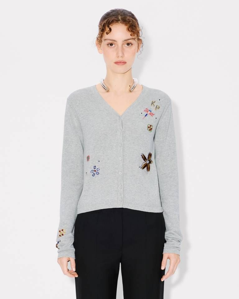 Kenzo - Áo cardigan cotton len đính cườm