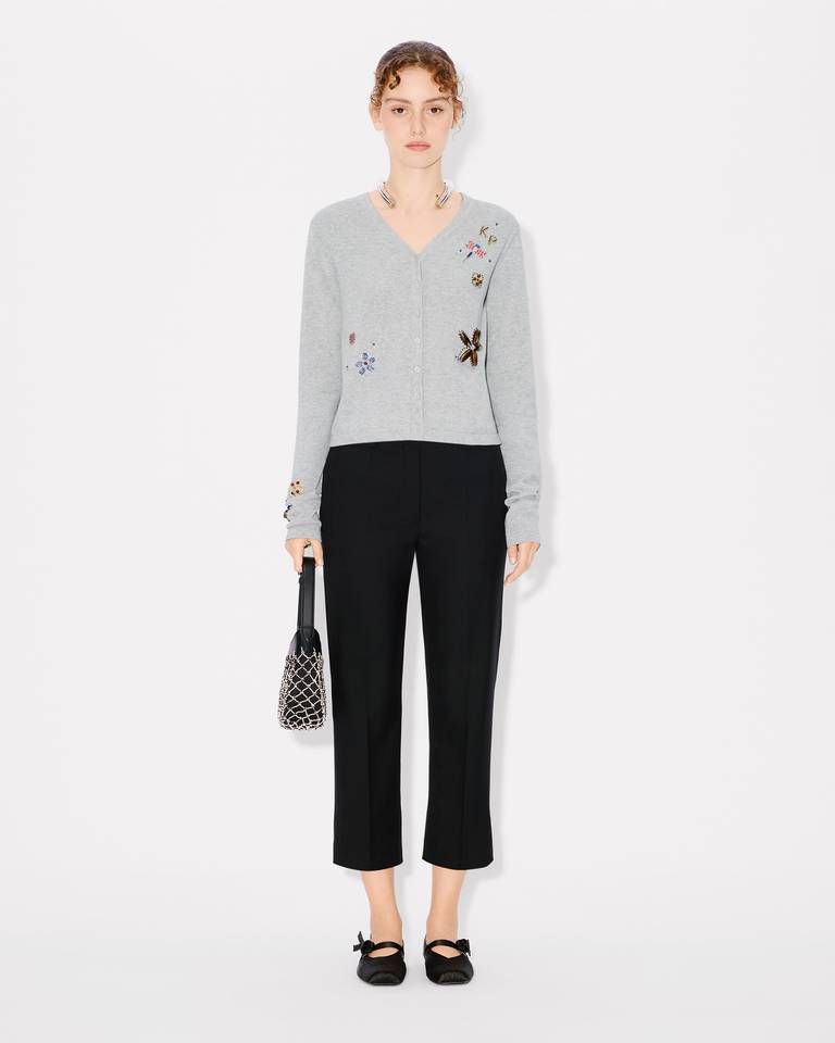 Kenzo - Áo cardigan cotton len đính cườm