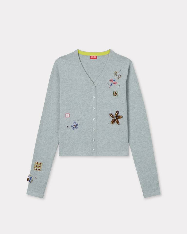 Áo cardigan cotton len đính cườm