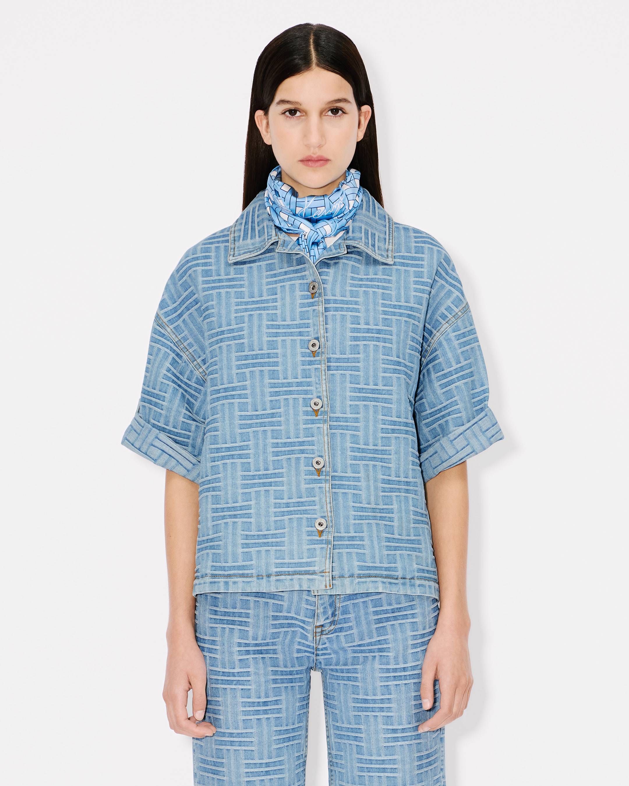 Kenzo - Áo sơ mi denim Nhật Bản jacquard oversized KENZO Weave