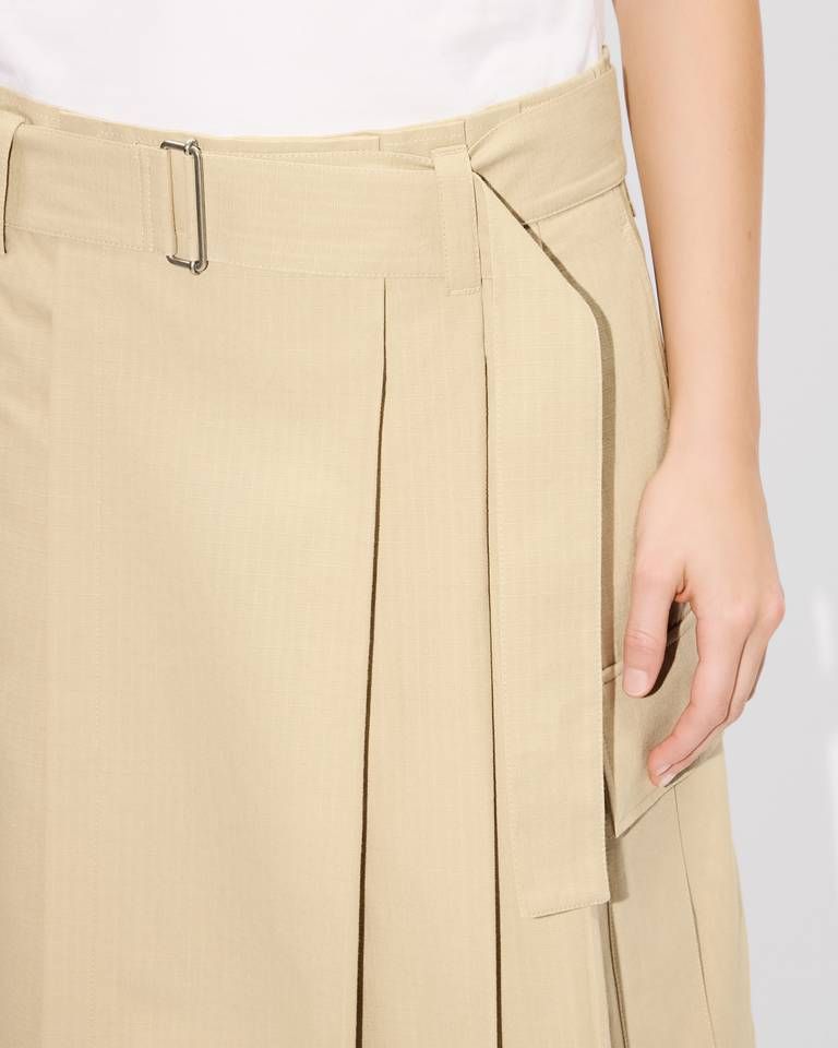 Chân váy dài cargo cotton xếp ly túi hộp