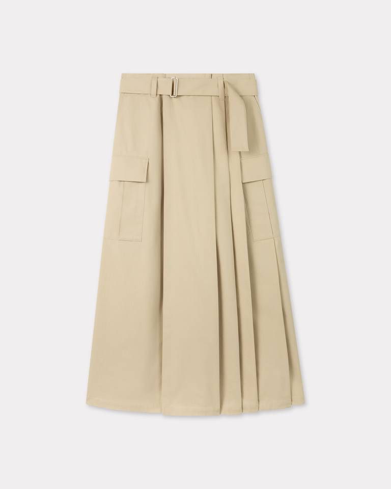 Chân váy dài cargo cotton xếp ly túi hộp