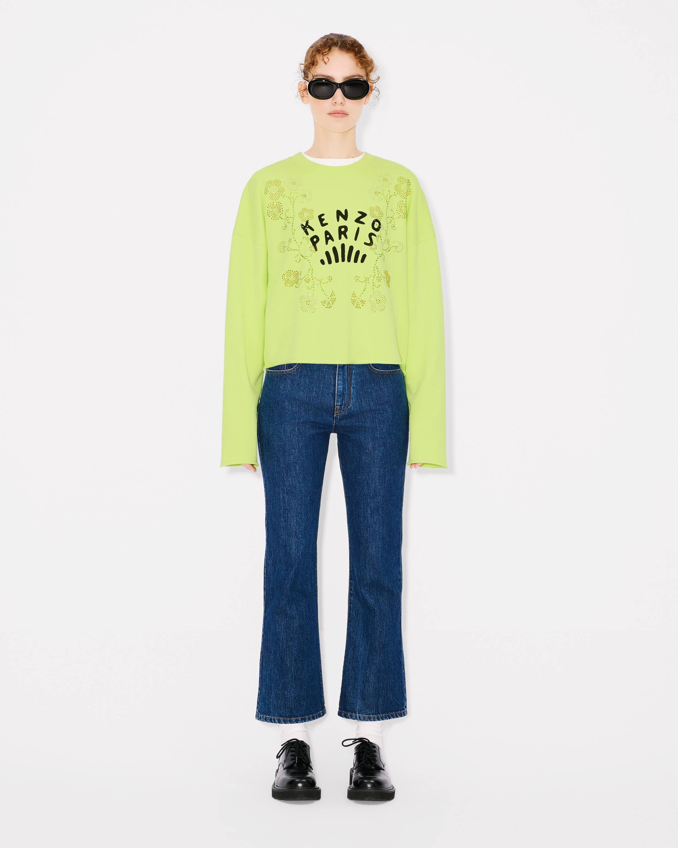 Kenzo - Áo nỉ cotton hoa KENZO Jungle Flower dáng ngắn croptop