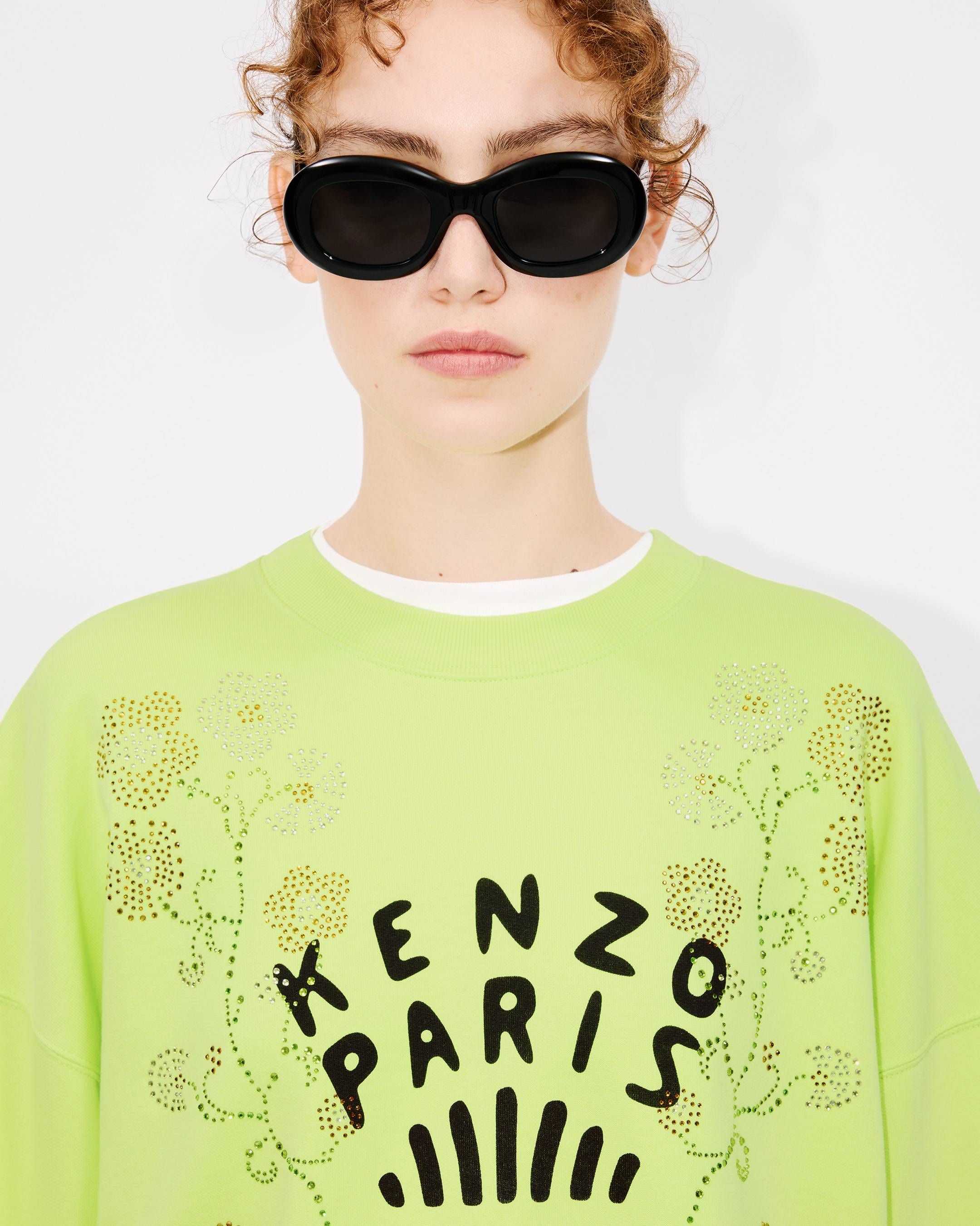 Kenzo - Áo nỉ cotton hoa KENZO Jungle Flower dáng ngắn croptop