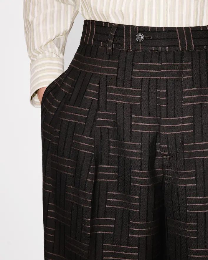 Kenzo - Quần dài cotton xếp ly KENZO Weave