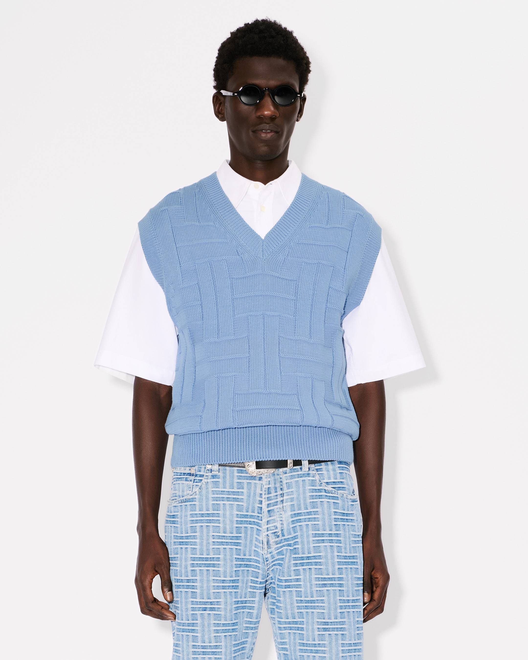 Kenzo - Áo gile len cotton dệt KENZO Weave