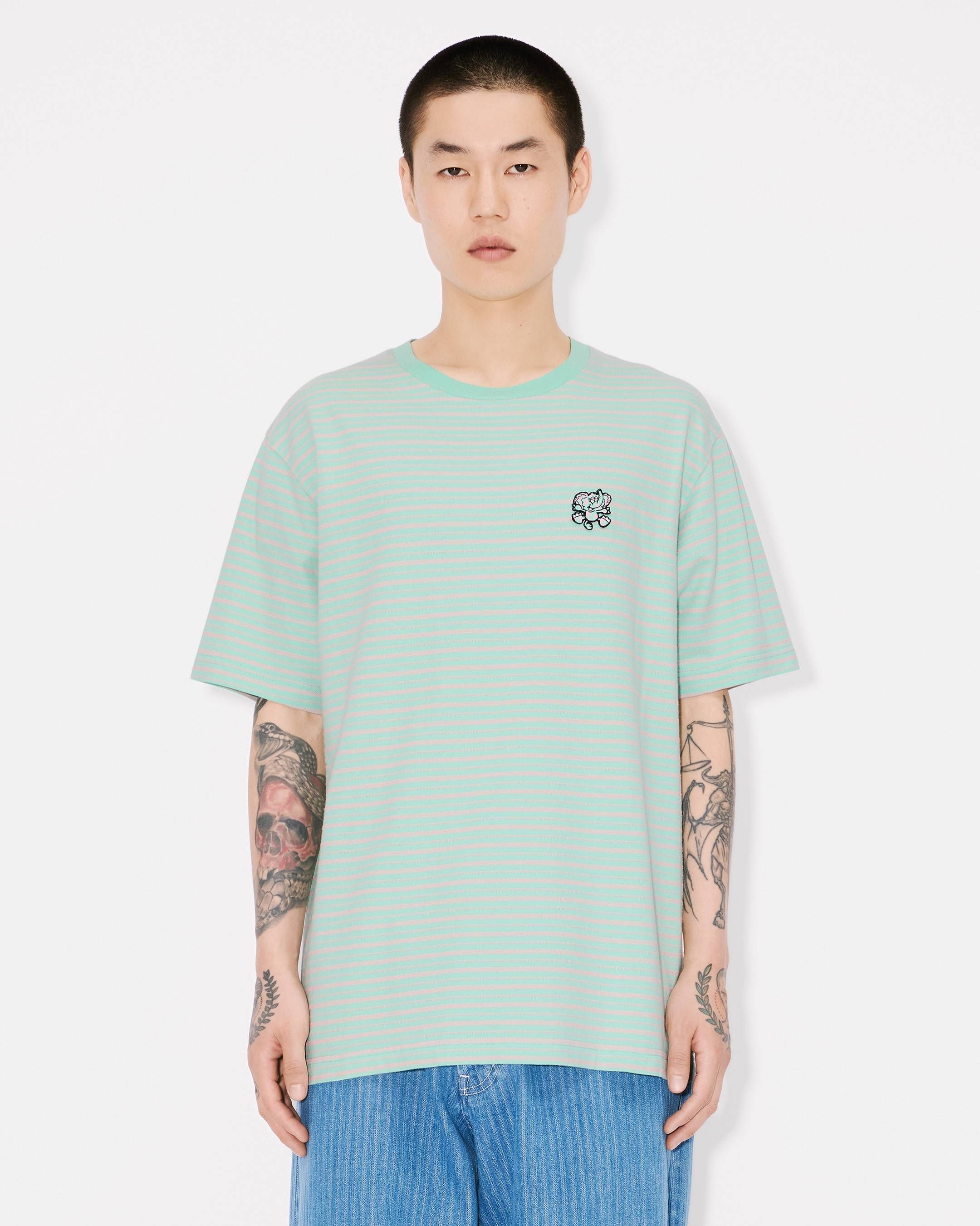 Kenzo - Áo thun cotton kẻ ngang thêu KENZO by Verdy