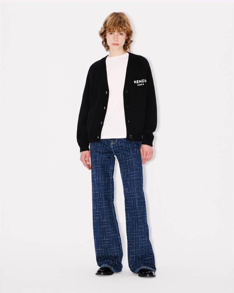 Kenzo - Áo cardigan len cotton họa tiết Boke Flower