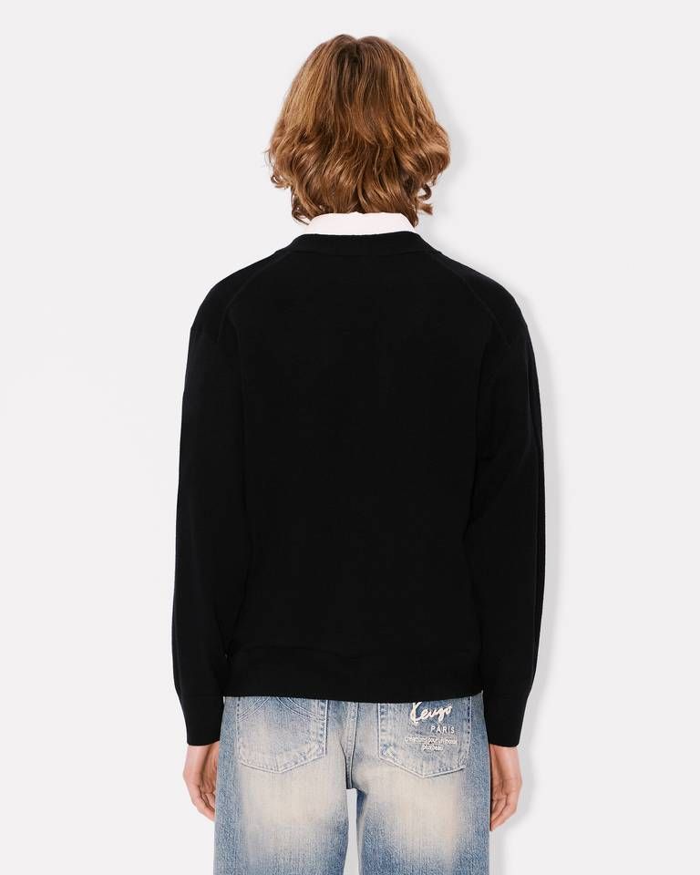 Kenzo - Áo cardigan len merino thêu Boke Flower