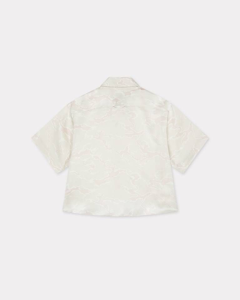 Kenzo - Áo sơ mi lụa KENZO Ocean Camo dáng lửng