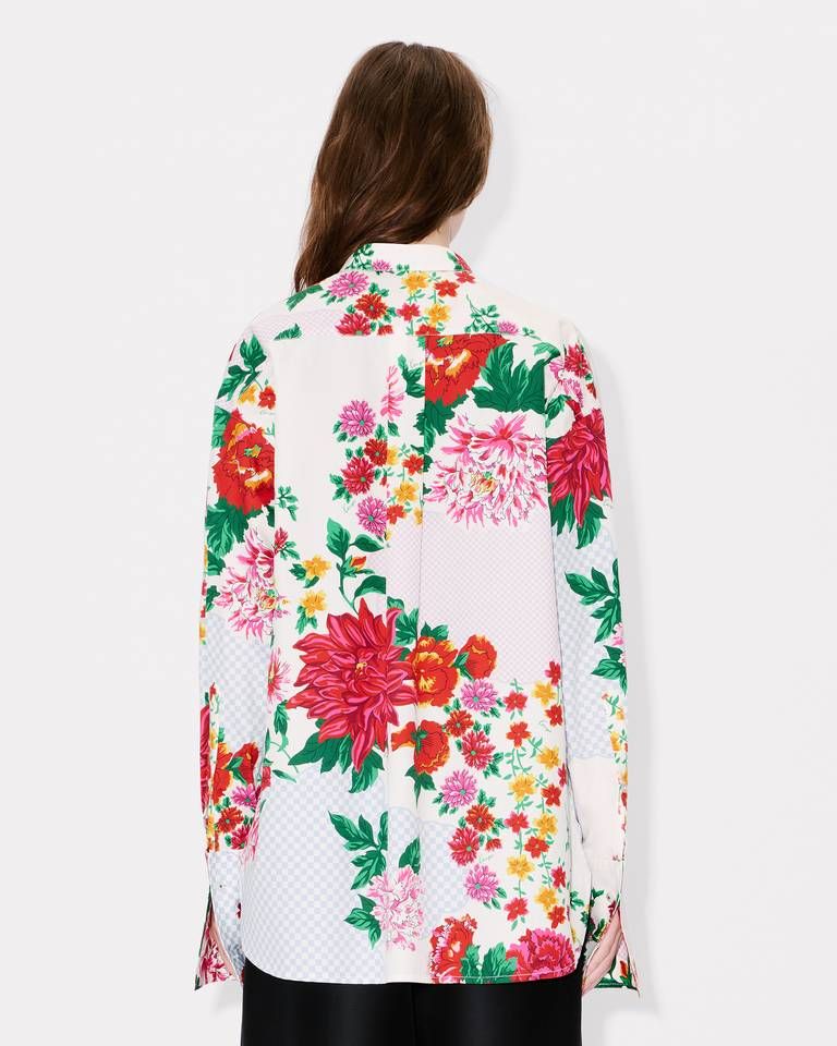 Kenzo - Áo sơ mi cổ đứng KENZO Archive Floral vải cotton lụa