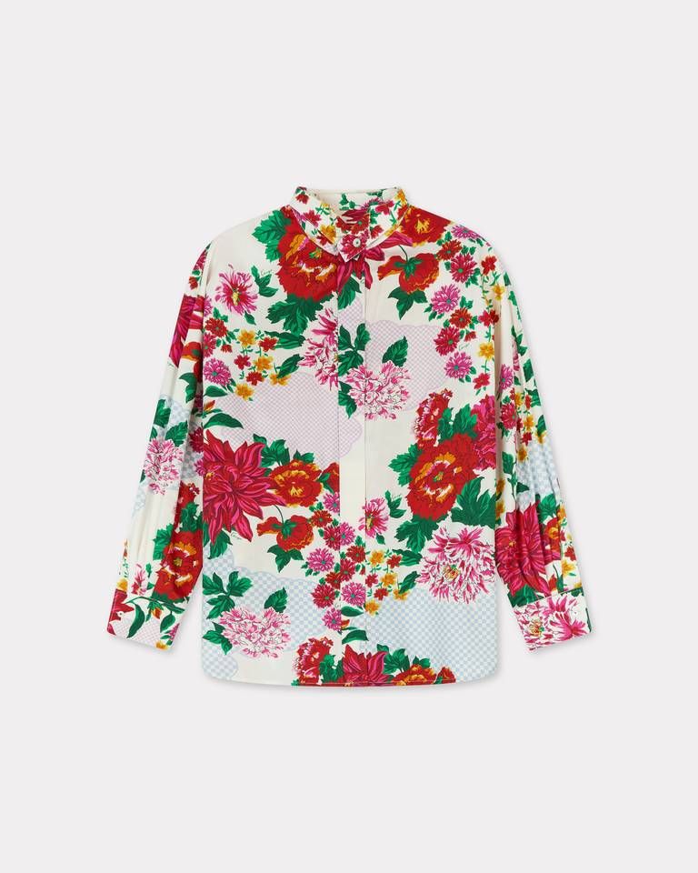 Kenzo - Áo sơ mi cổ đứng KENZO Archive Floral vải cotton lụa