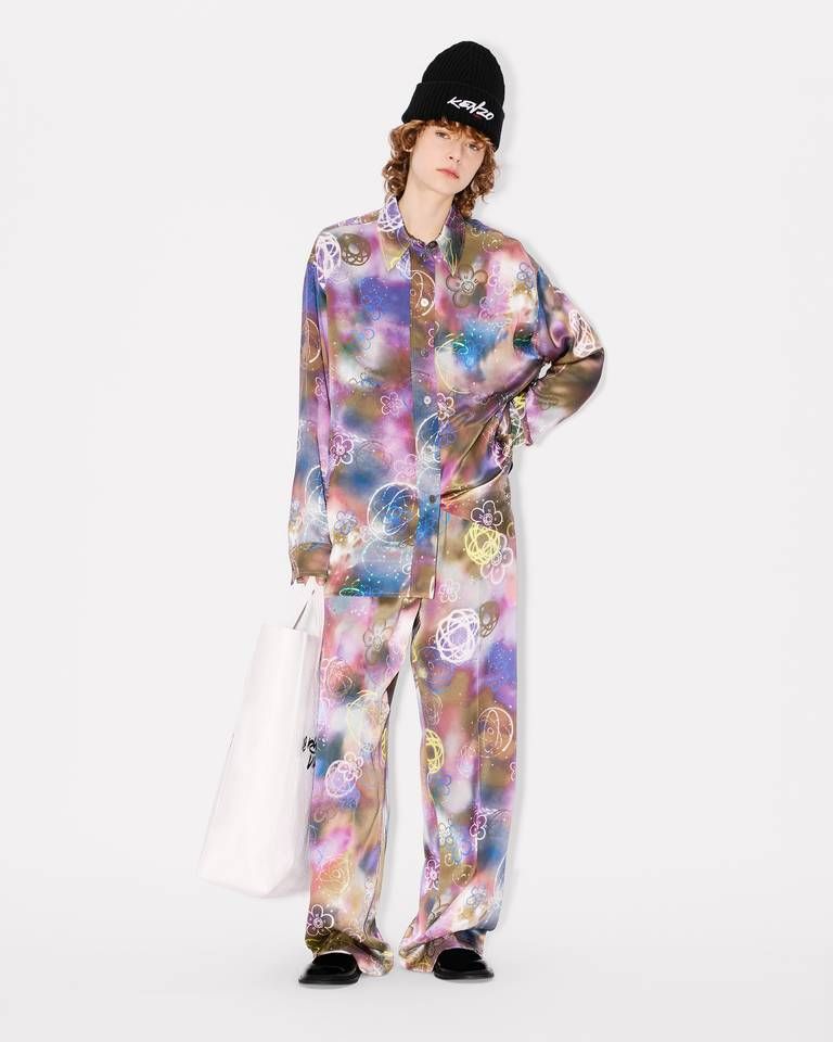 Quần lụa suông Kenzo x Futura 2000 họa tiết