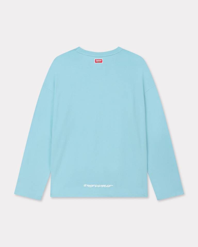 Áo thun cotton dài tay Kenzo x Futura 2000 dáng suông