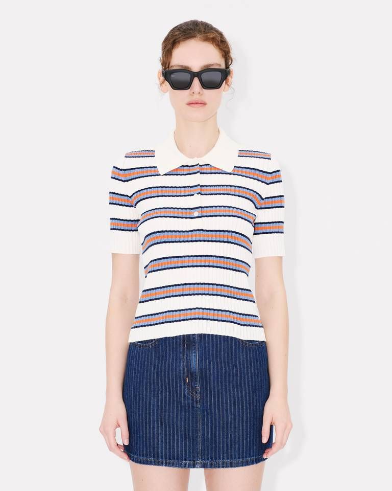 Áo polo dệt kim cotton gân kẻ ngang KENZO Coast Lines