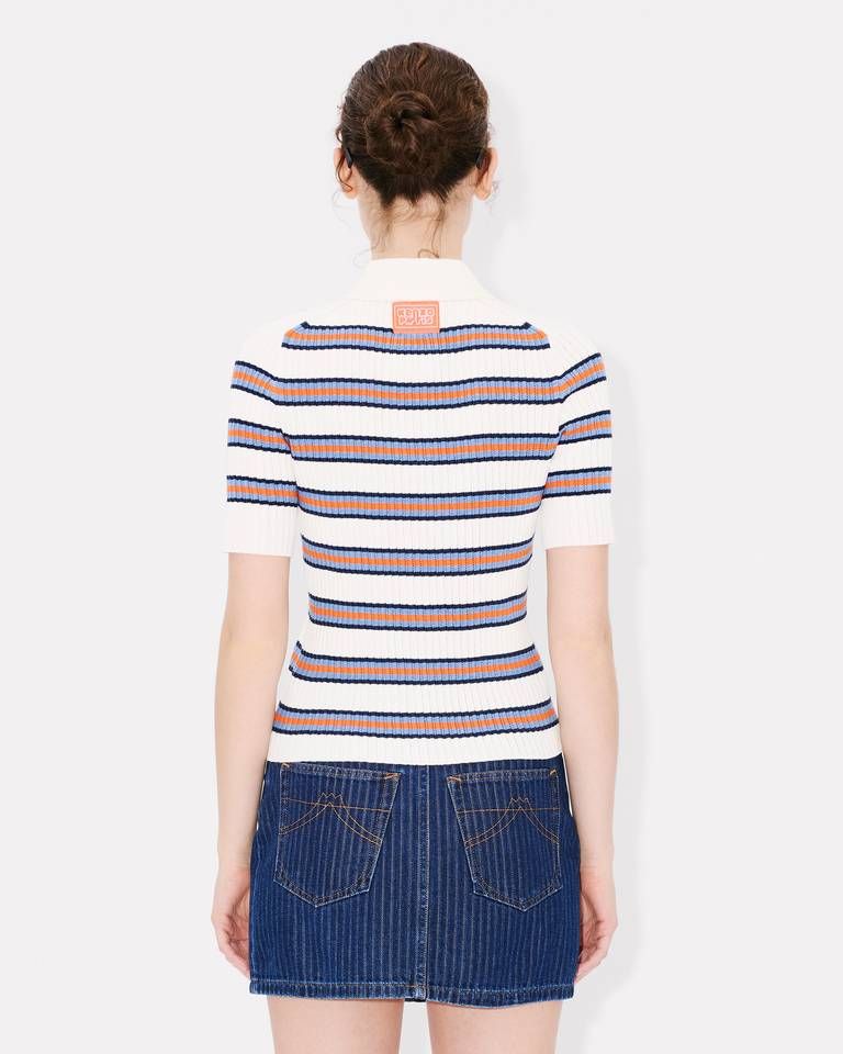 Áo polo dệt kim cotton gân kẻ ngang KENZO Coast Lines