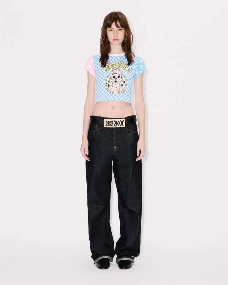 Kenzo - Áo thun dáng crop KENZO Cartoon vải cotton