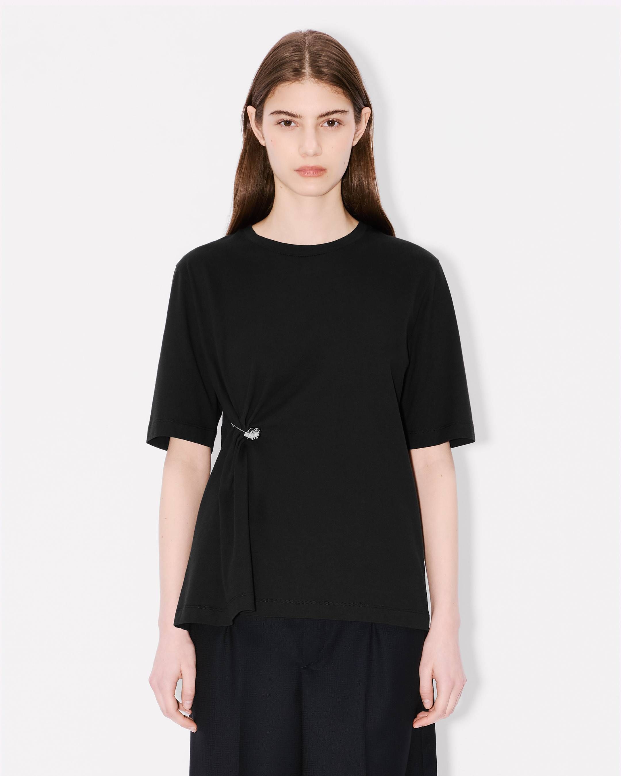 Kenzo - Áo thun cotton băng cài Boke Flower tạo hình gấp nếp