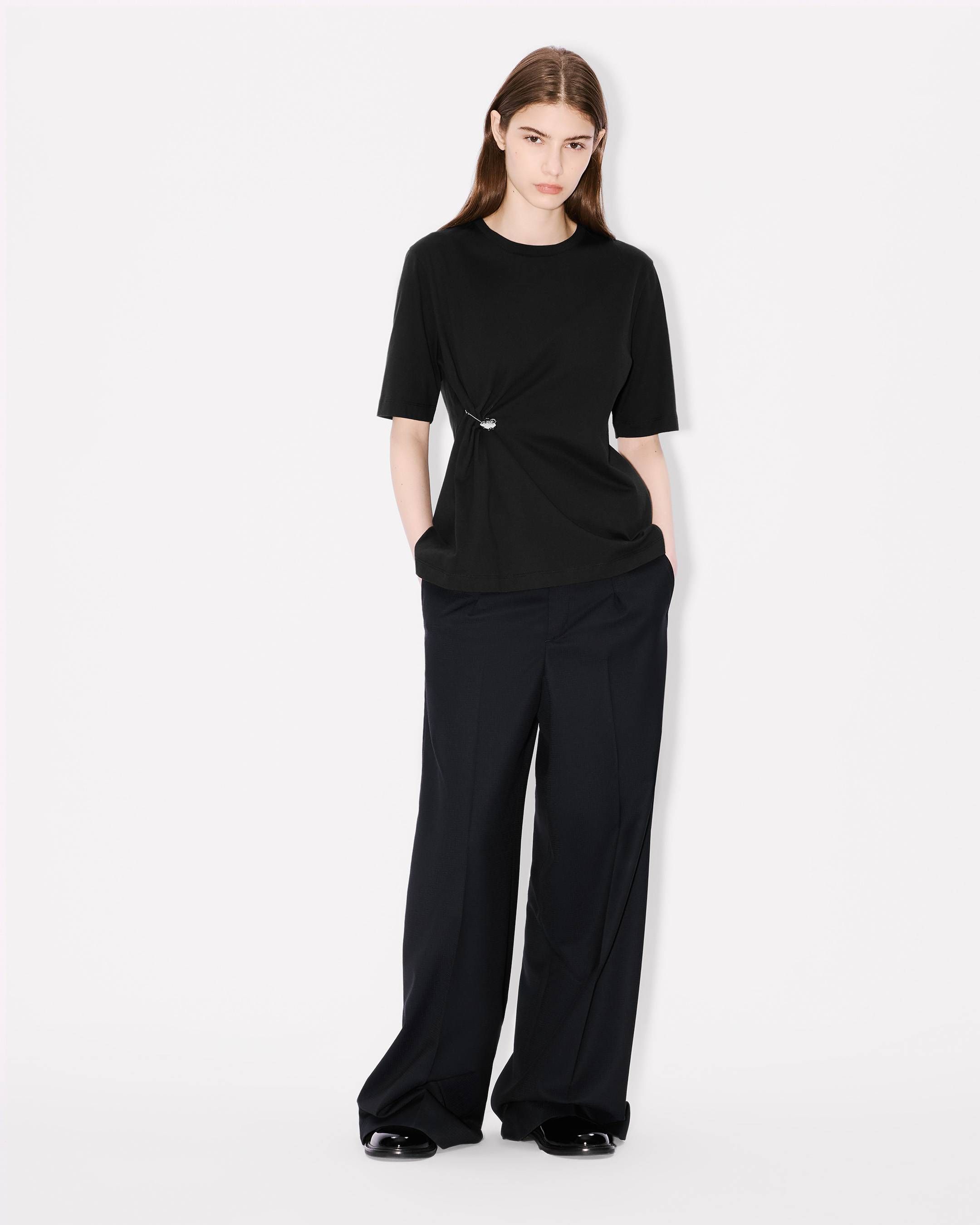 Kenzo - Áo thun cotton băng cài Boke Flower tạo hình gấp nếp