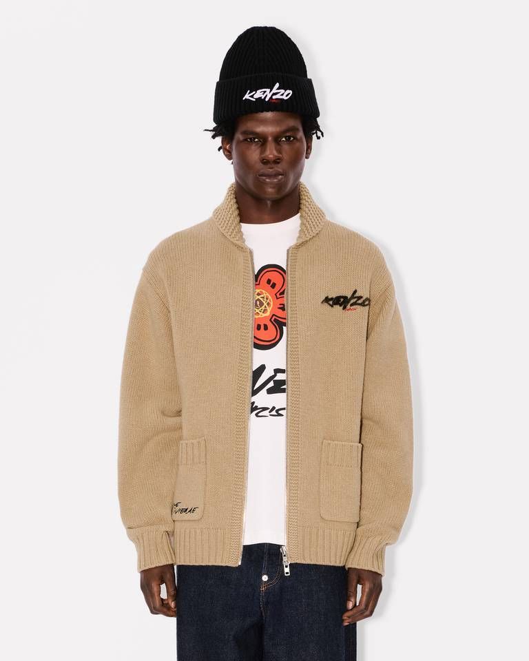 Áo cardigan kéo khóa dệt kim KENZO x Futura 2000