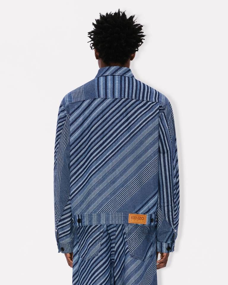 Kenzo - Áo khoác trucker KENZO Diagonal Stripe vải denim Nhật Bản